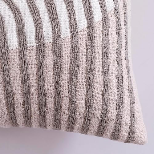 Miniatura 10 de Labhanshi Funda de almohada de arcoíris blanco y rosa funda de almohada bohemia para regalo de Año Nuevo 20 x 20 pulgadas