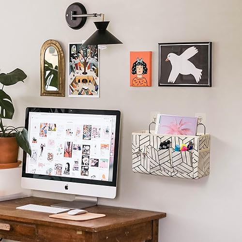 Miniatura 6 de 2 bolsas grandes para colgar en la pared, organizador de bolsillos de tela de lino para puerta, armario, impermeable, para sala de estar,