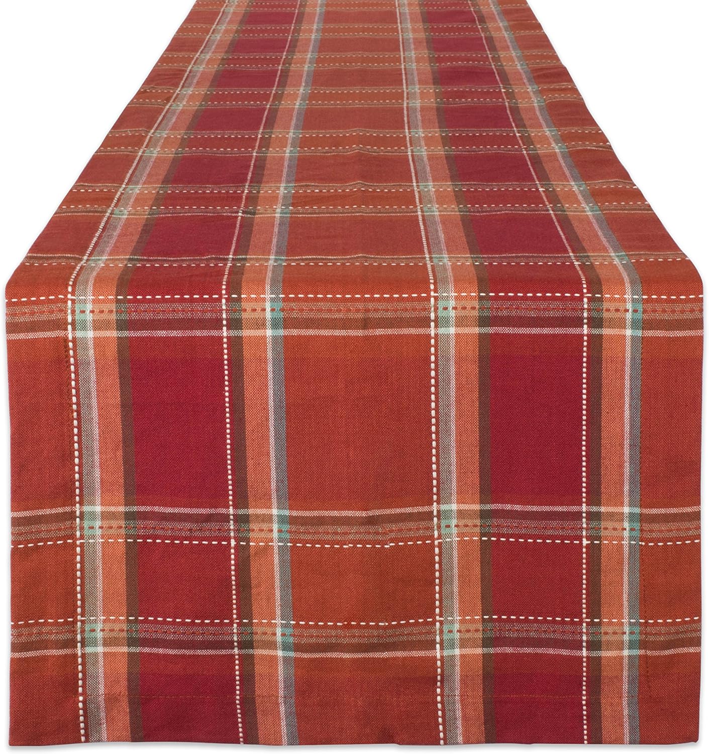 DII Autumn Pumpkin Spice Kitchen Collection Fall/Thanksgiving Cotton Table Décor, Table Runner, 14x72, Orange Plaid : Home & Kitchen