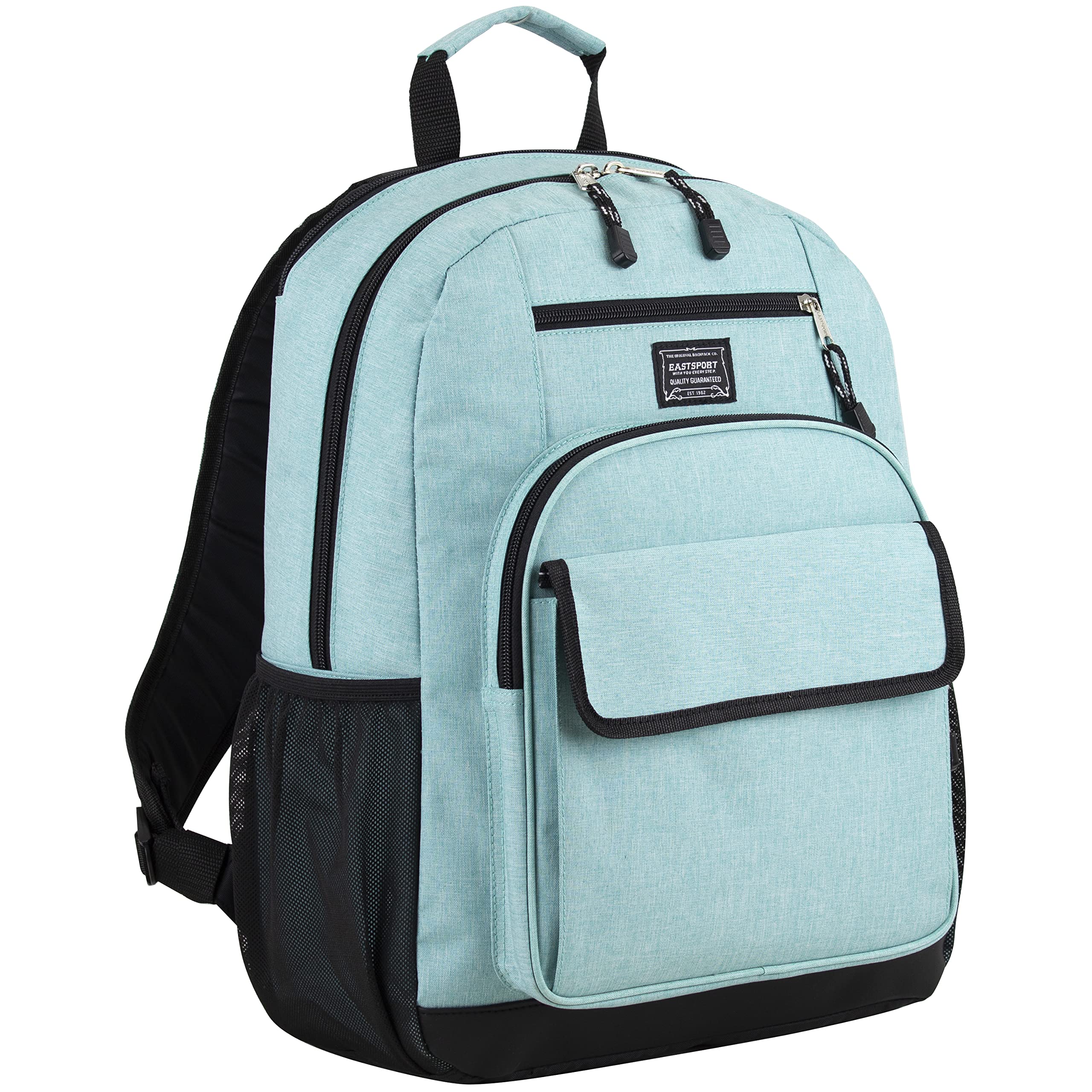 Eastsport Travel Backpack Large Tech Laptop Bag for Work, Gym, Hiking, Mint Blue Chambray
