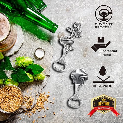 Miniatura 3 de Homestia Abrebotellas de cerveza Mermaid & Shell, abridor de botellas de cerveza, abrebotellas de cerveza, regalo vintage para papá, regalo de