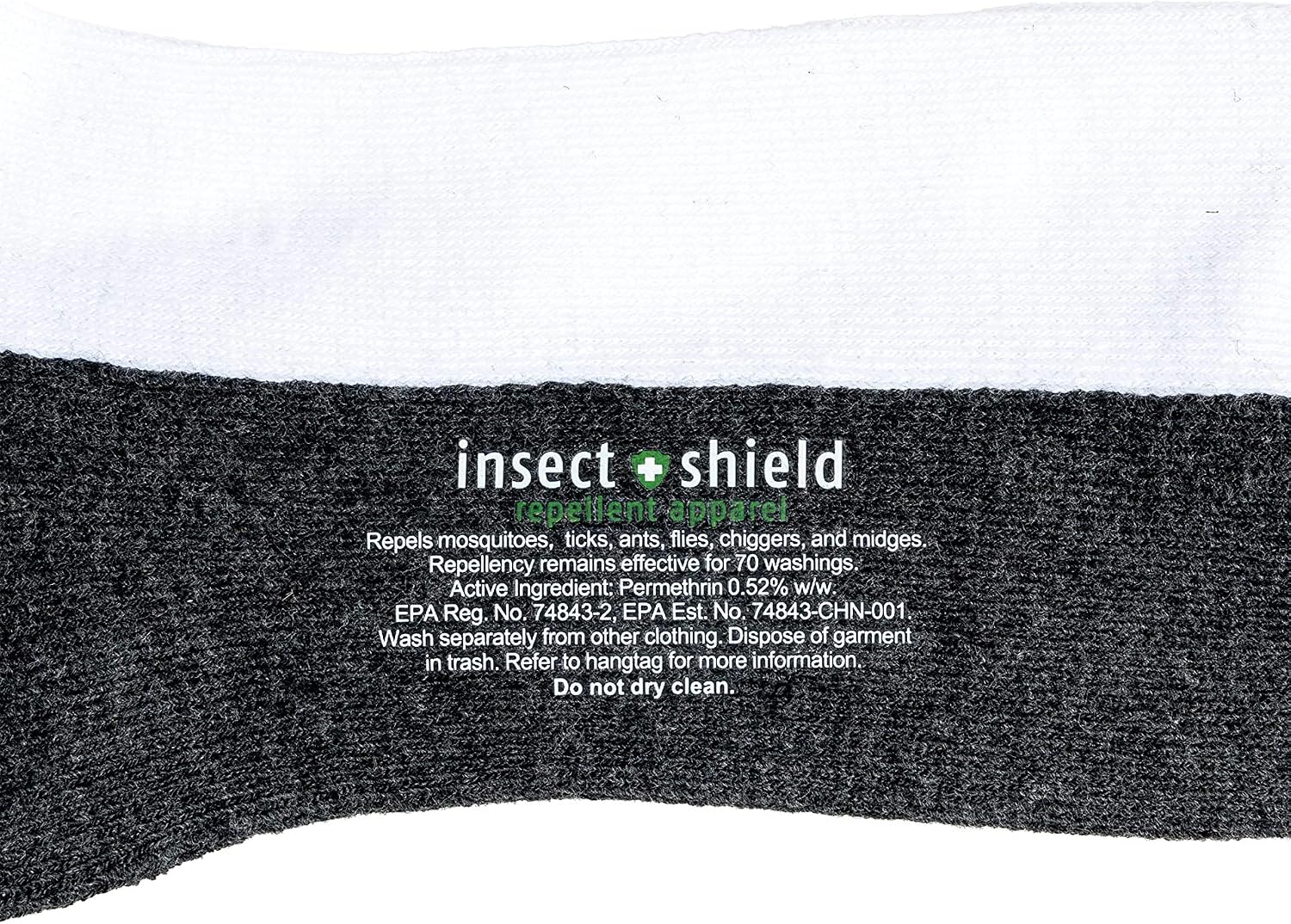Insect Shield Sport Crew Socks, Stretchy and Comfortable Crew Socks with Padding and Built in Bug and Tick Protection