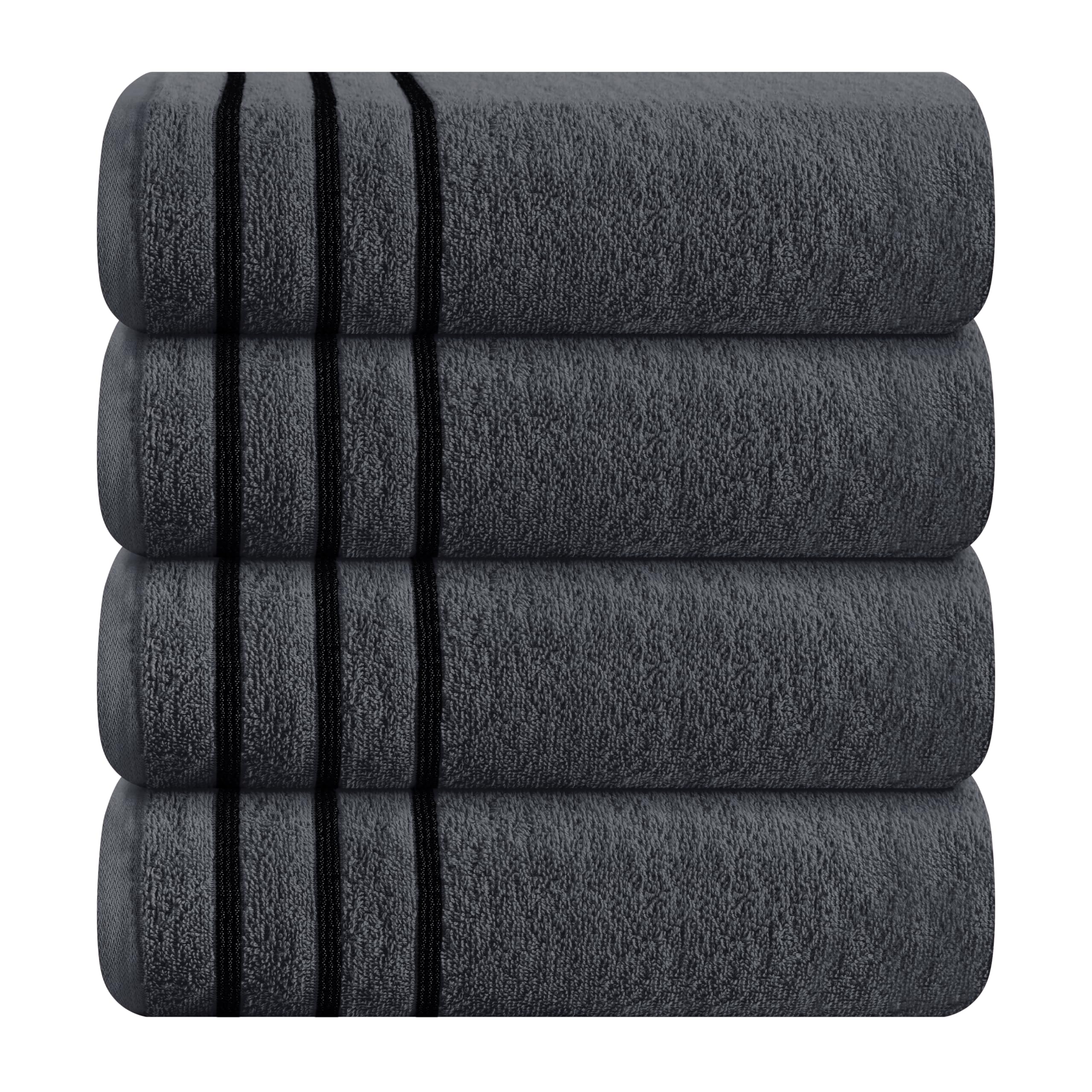 MyOwn Juego de 4 toallas de baño ultrasuaves de gran tamaño de 27 x 54 pulgadas, toallas de baño 100% algodón, altamente absorbentes, compactas, de secado rápido y ligeras, ideales para gimnasio,