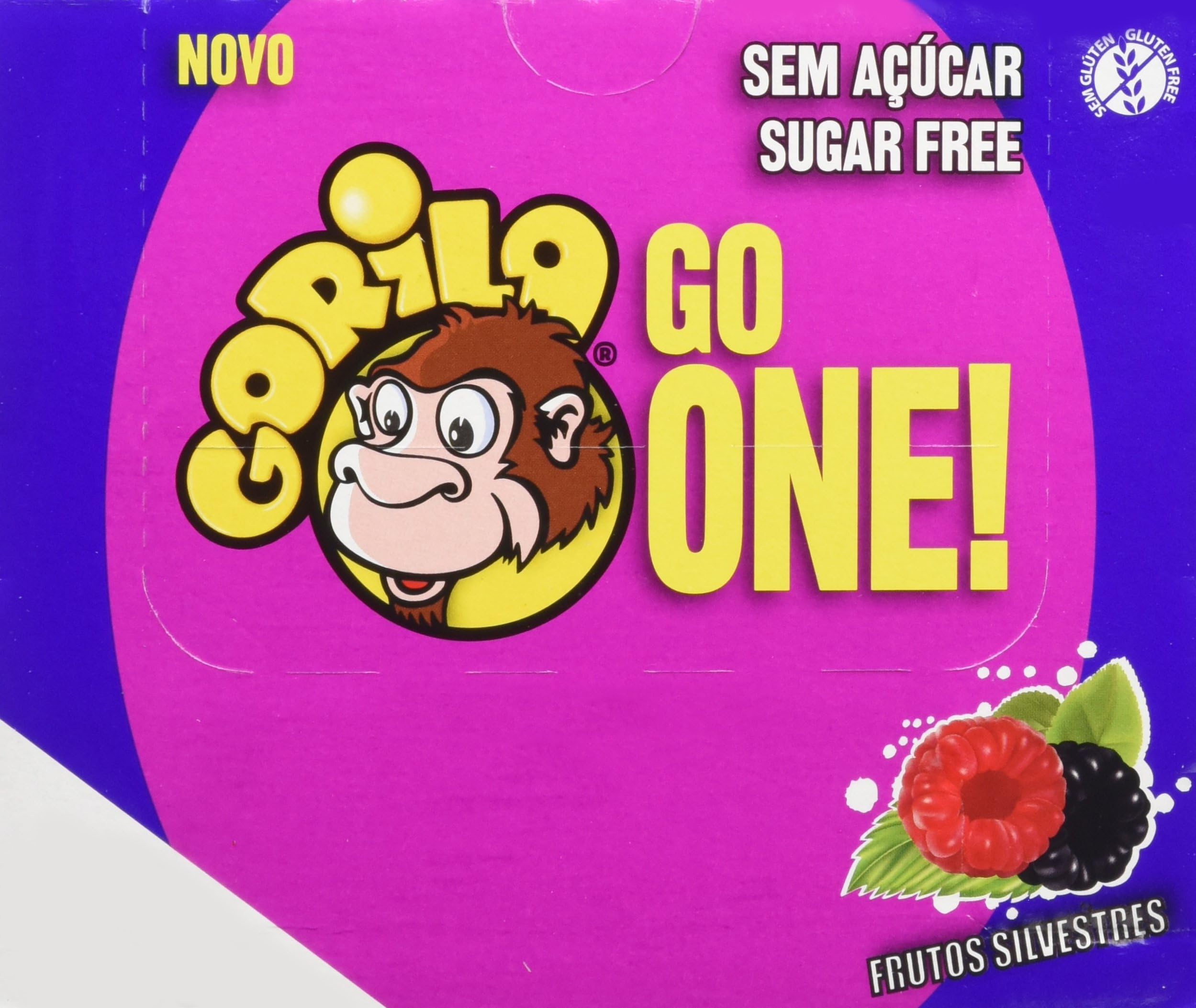 Lusiteca Gorila One Wild Berries Sugar Free Chewing Gum in Display Pack, 200 Pieces