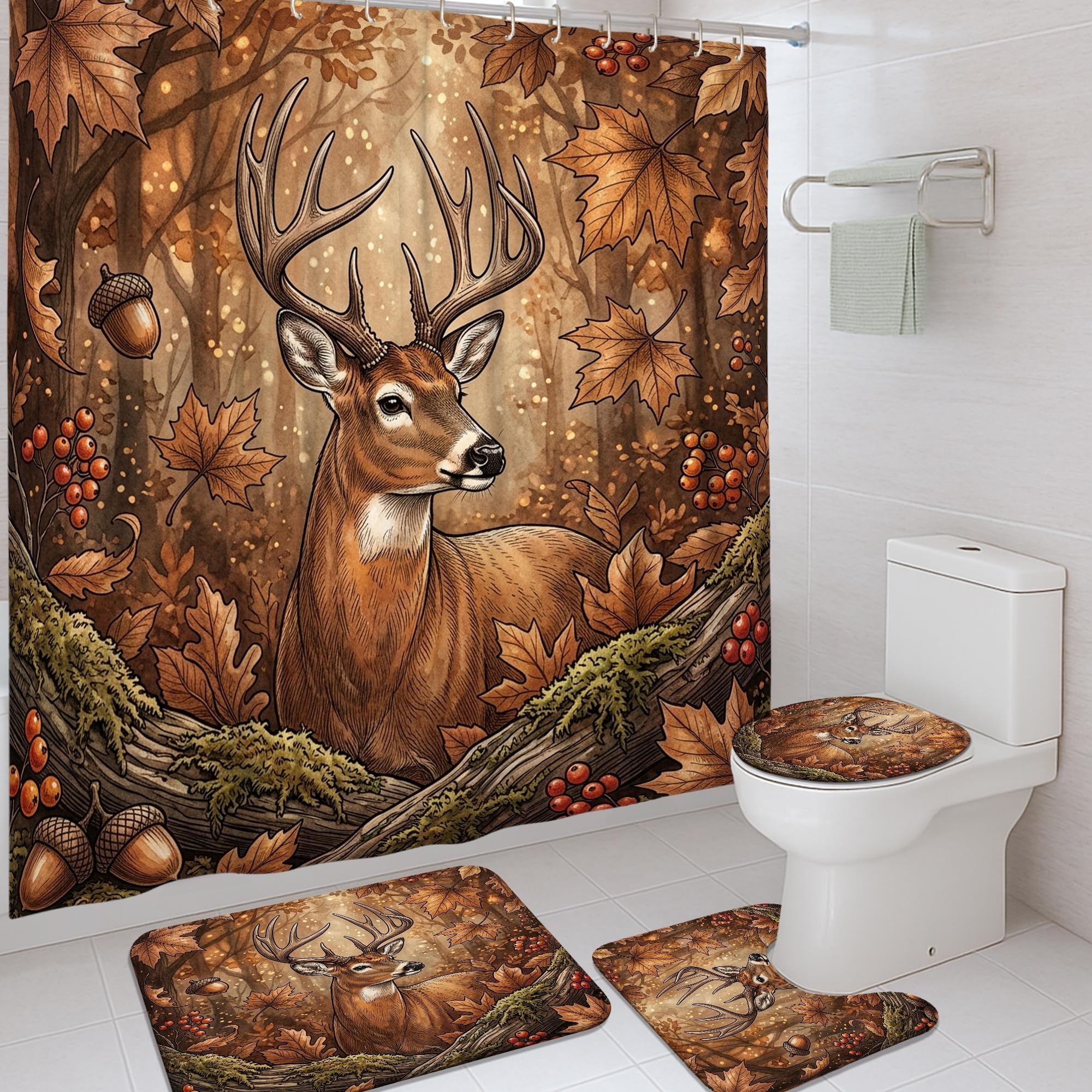 Rideaux de douche rustiques pour créer une ambiance chalet dans votre salle de bain