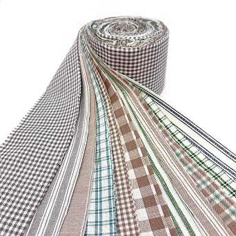 Lightwash Homespun Cotton Gray Beige Plaid Fabric 22 pc 2.5" X 44" Precut Strips Jelly Roll by JCS