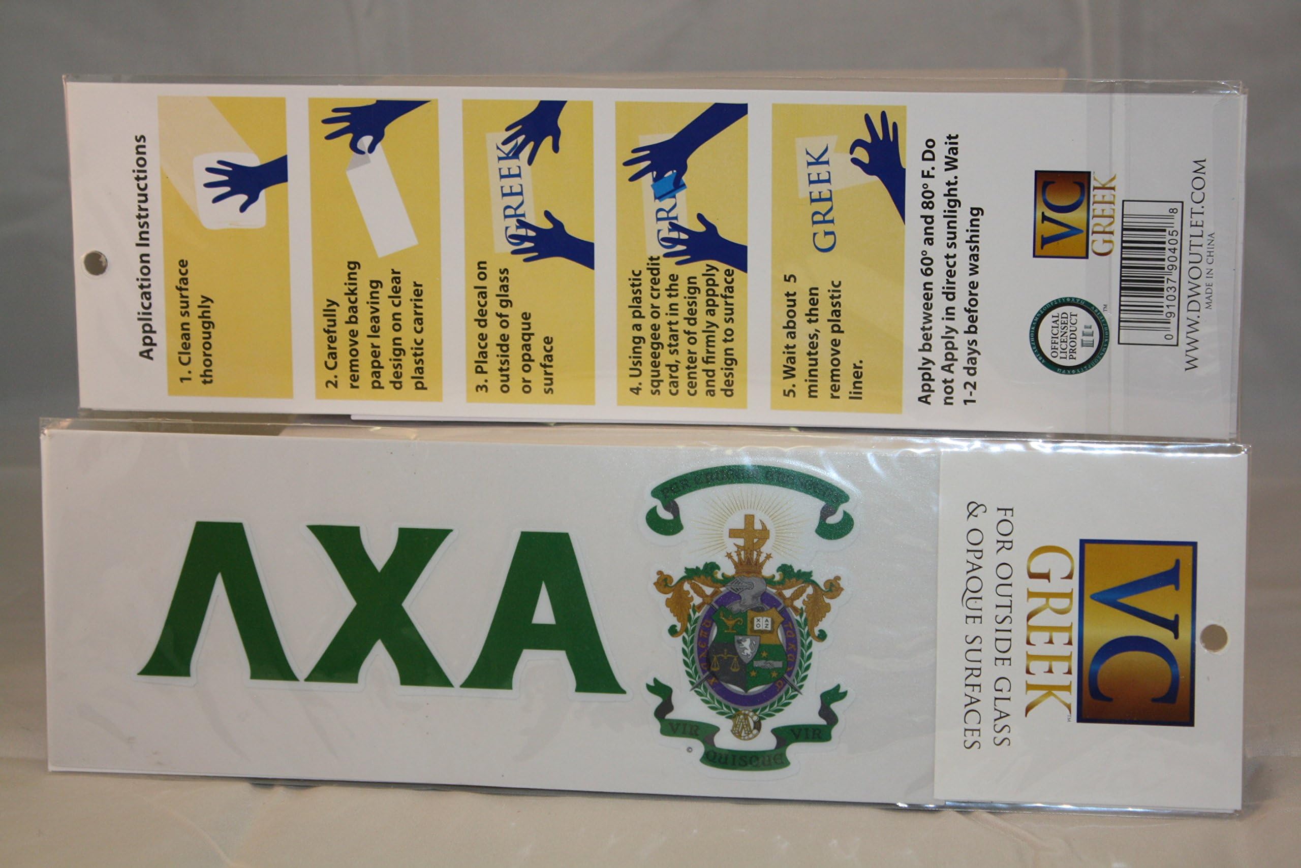 Lambda Chi Alpha Sticker of Letters & Crest for Outside Glass, Car, Tablet