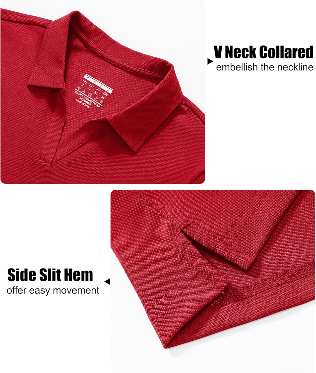 MAGCOMSEN Women's Polo Shirts Cotton Short Sleeve V-Neck Collared Tops Golf Shirt Work Casual Summer Tee - Image 6