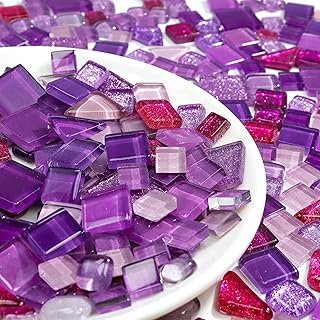 12 Purple Bathroom Ideas for Soft Elegant Bold Style 96 Glass Mosaic Tiles Crafts: Pre-Cut Waterproof Purple 300 Pieces for DIY ...