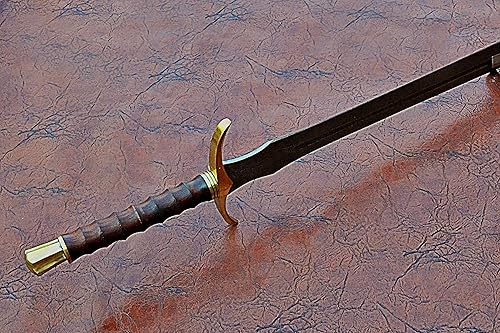 Miniatura 7 de HUNTEX - Espada de acero de Damasco legendaria exclusiva espada vikinga Gladius de 32 pulgadas de largo, mango de palisandro afilado con vaina de