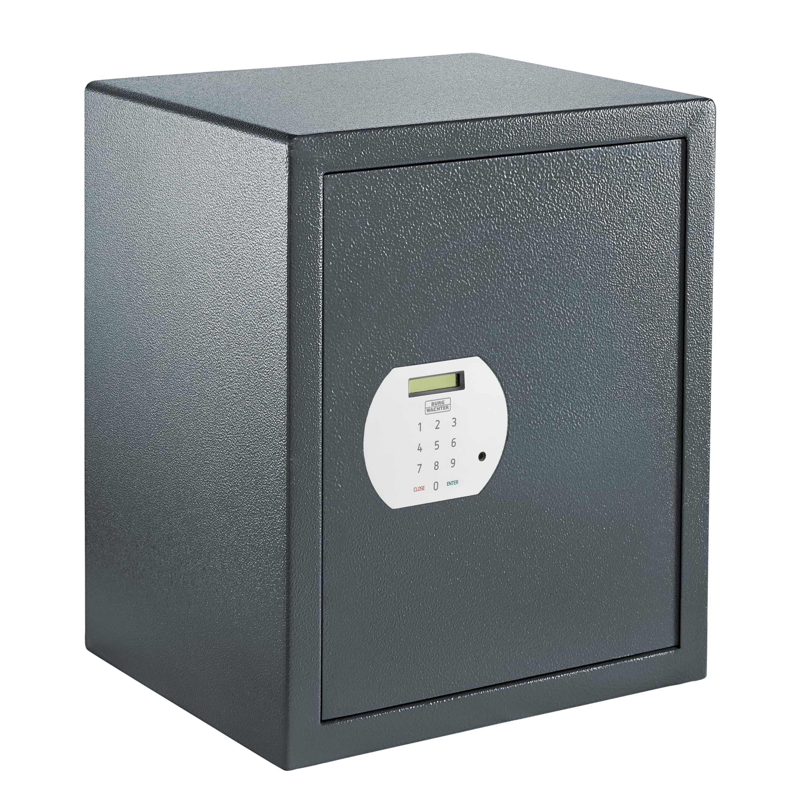 BURG-WÄCHTER Pure-Safe PS 140 E - Caja fuerte para muebles (59,8 L, 26 kg, cerradura de combinación electrónica, incluye estante, fijación a la pared y al suelo), color gris