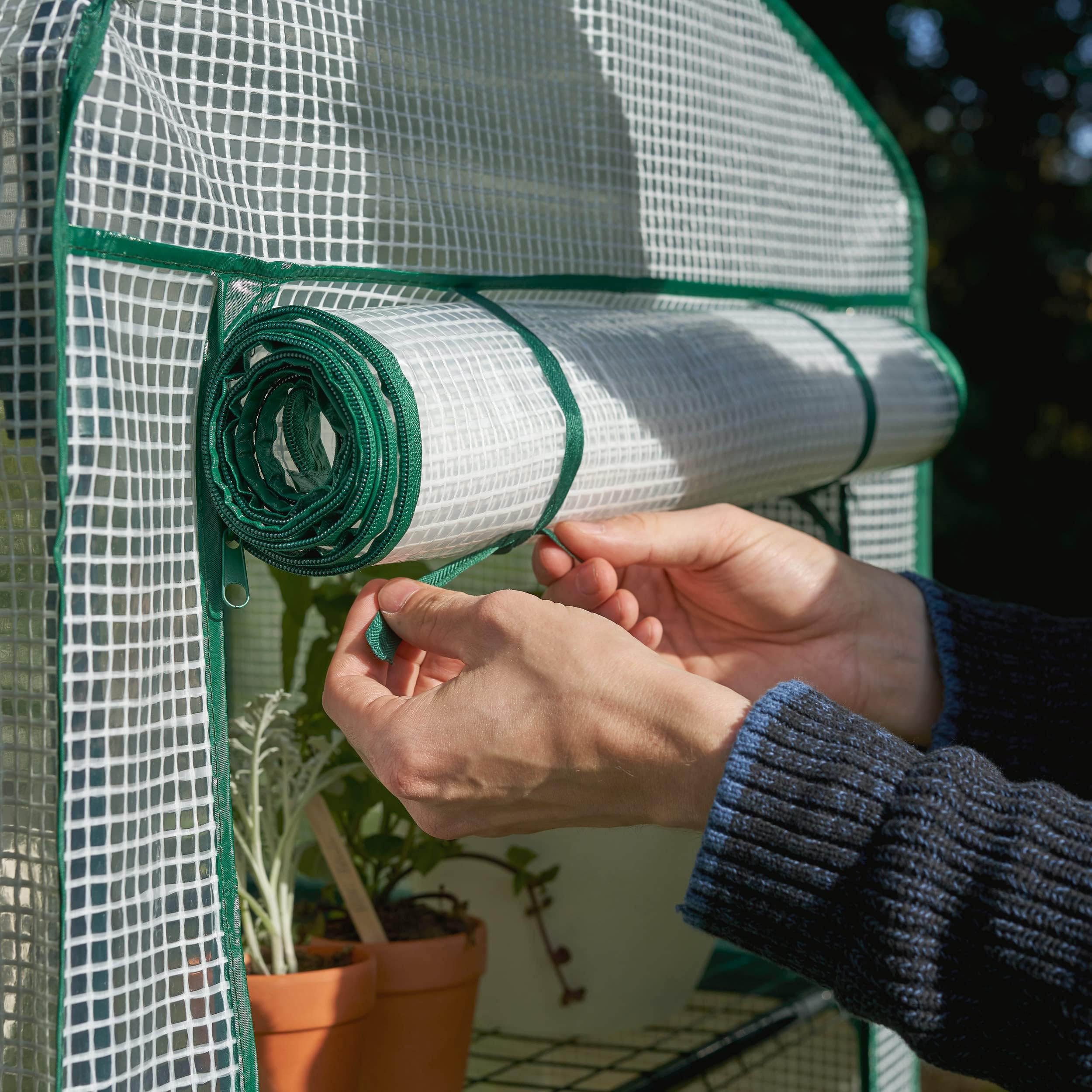 Bramble - Premium Garten Foliengewächshaus für Balkon & Terrasse mit 4 Etagen, Stahlrahmen & Verstärkter PVC-Abdeckung - Stabil & Einfach zu Montieren - 160x69x49cm