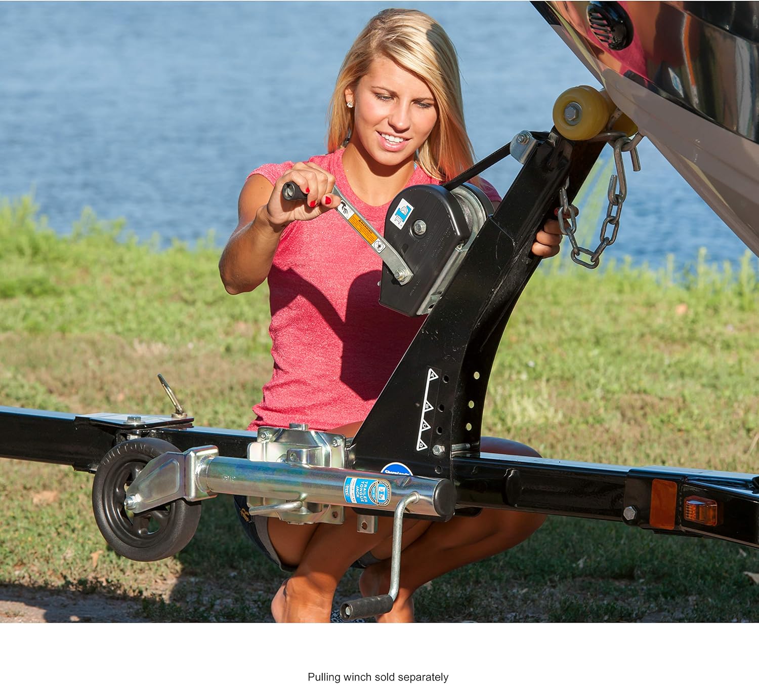 Dutton-Lainson Company - Swivel Marine Tongue Jack (6850) - Rust-Resistant Finish for Boat, Towing & Other Trailer Applications - 1500 lb Capacity, 10" Total Travel, 8" Heavy-Duty Wheel - Made in USA