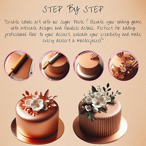 Miniatura 22 de Confect Fondant for Cakes Chefs Choice for Cake Decorating Shimmering Silver Metallic Fondant 8.82 Oz Dorado champán