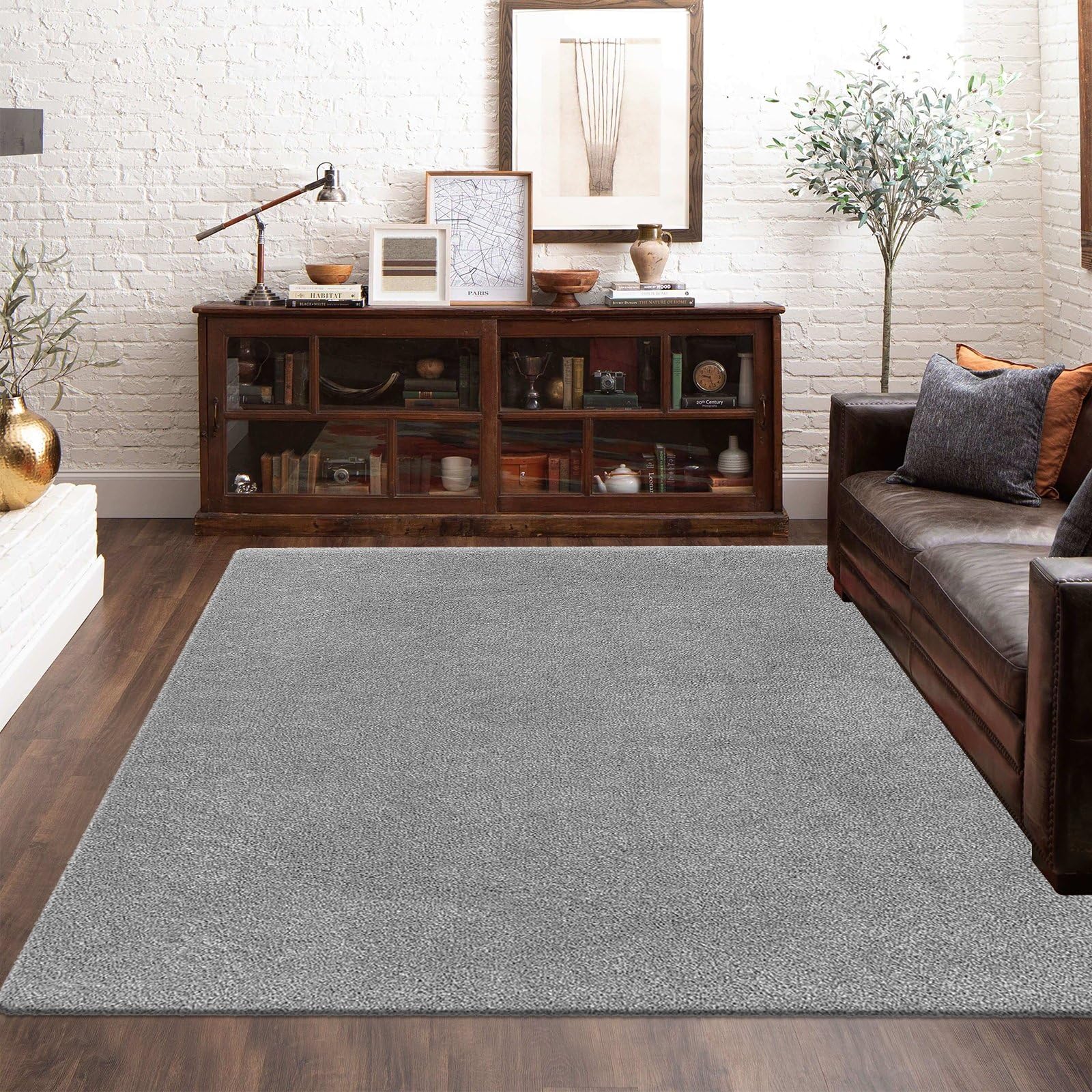 renoazulยฎ Cozy 2cm High Pile Rugs Living Room With Gel Backing, Alya - 160 x 230 cm - Grey, Washable Soft Rug - Ideal For Lounge, Fireside, Office, Kitchen & Dining Room. โ image 1