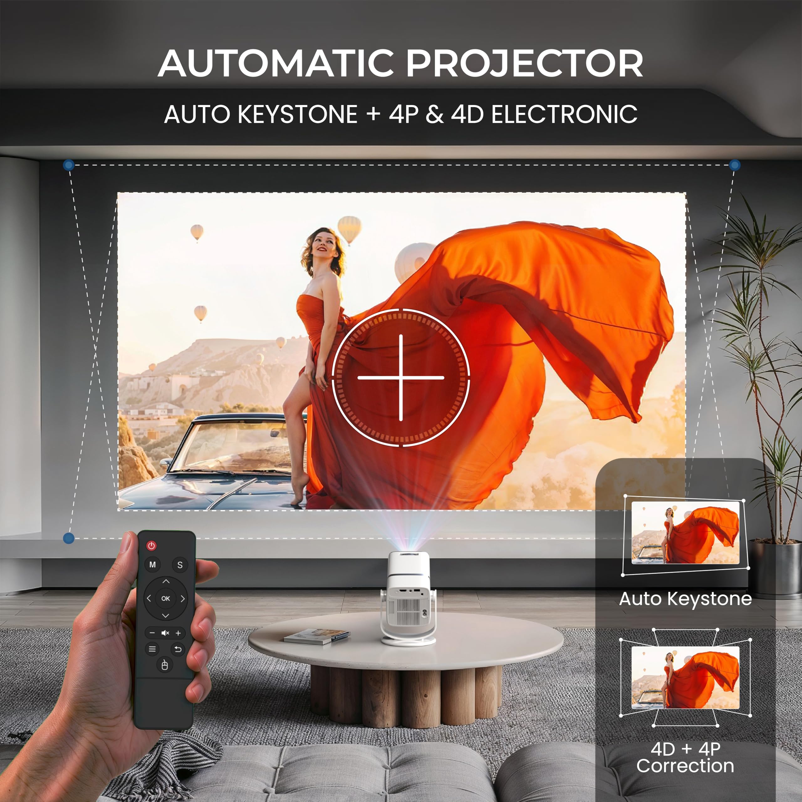 E GATE Atom 3X | Real Full HD 1080p Native, 13.0 Automatic Android Projector | 300 ISO | Rotatable Design | 4K HDR Support | Inbuilt Netflix, Prime | ARC-HDMI, USB, Wifi-6, BT, Screen Mirroring, Egate - Image 5 thumbnail