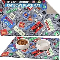 Vista 1 de Drymate Mantel individual con cuenco para gatos, tapete de alimentación de alimentos para mascotas, tela absorbente, parte trasera impermeable