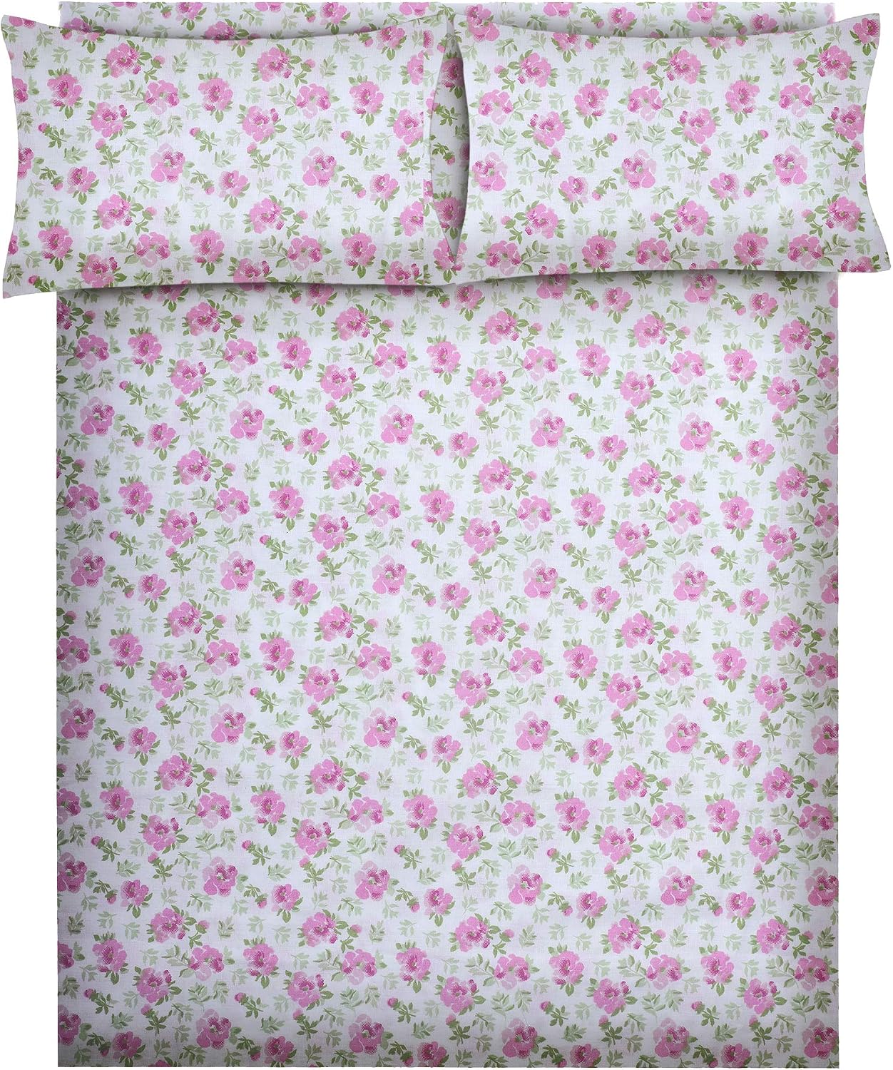 RENAURAA 100% Cotton Sheet Set - 4 Piece Set, Soft & Smooth Percale Weave, 16" DEEP Pocket, Luxury Hotel Bedding, Oeko-TEX Certified (Peached Rosy Drape, King)