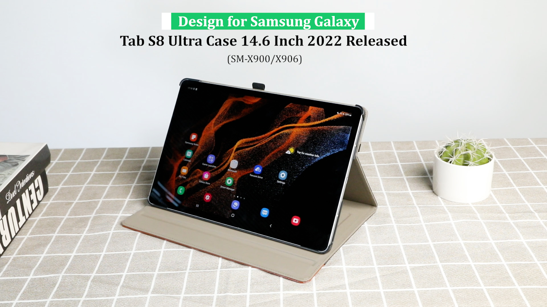Watch PU Leather Case for Samsung Galaxy Tab S8 Ultra 14.6 Inch on
