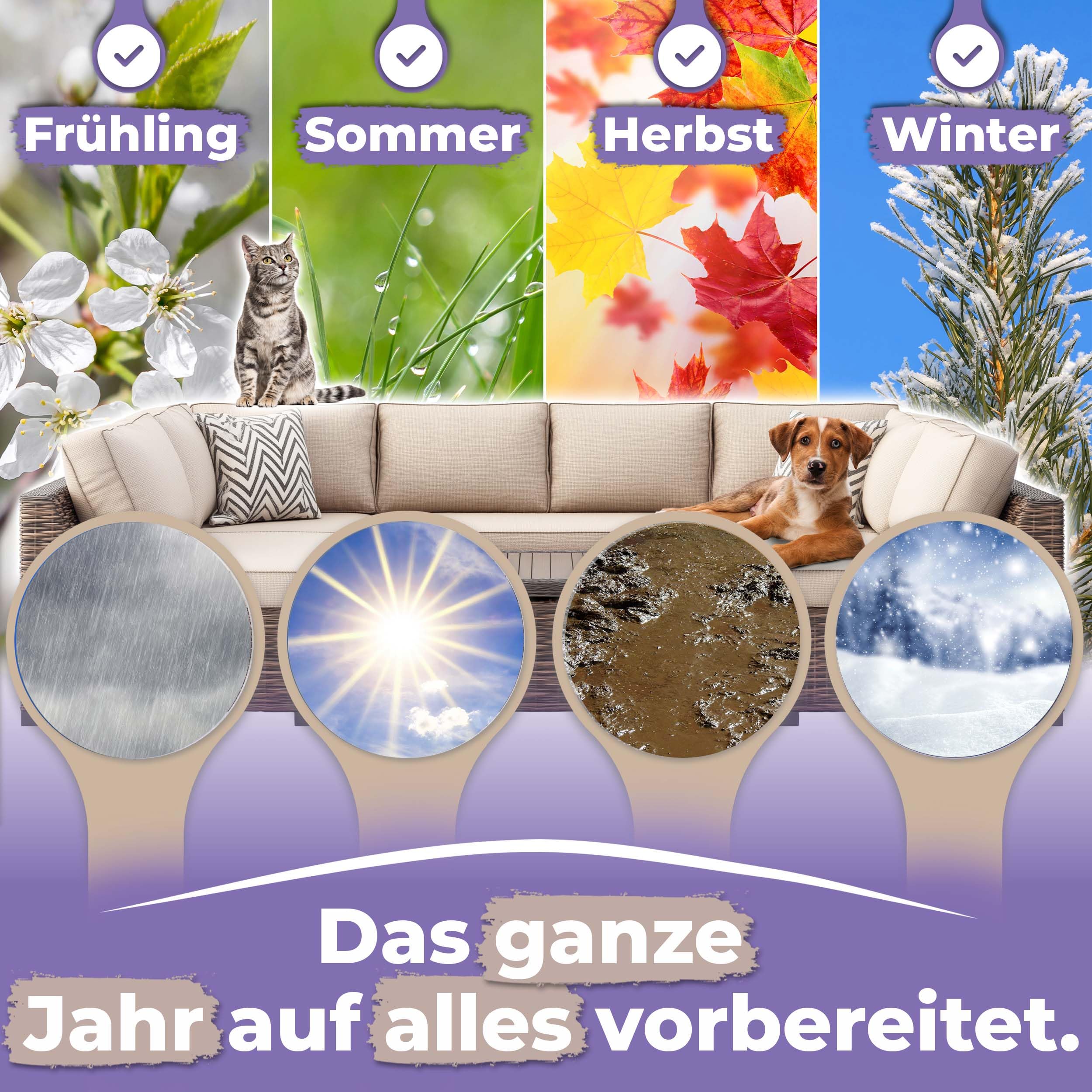 Textil Imprägnierspray Sofa & Polster-Möbel, Qindoo Fleckenschutz für Stoffe, Sitzkissen, Cord, Mikrofaser, Autositze, Geruchsneutral, wasser- & schmutzabweisend, PFC frei, Made in Germany 1,5 L
