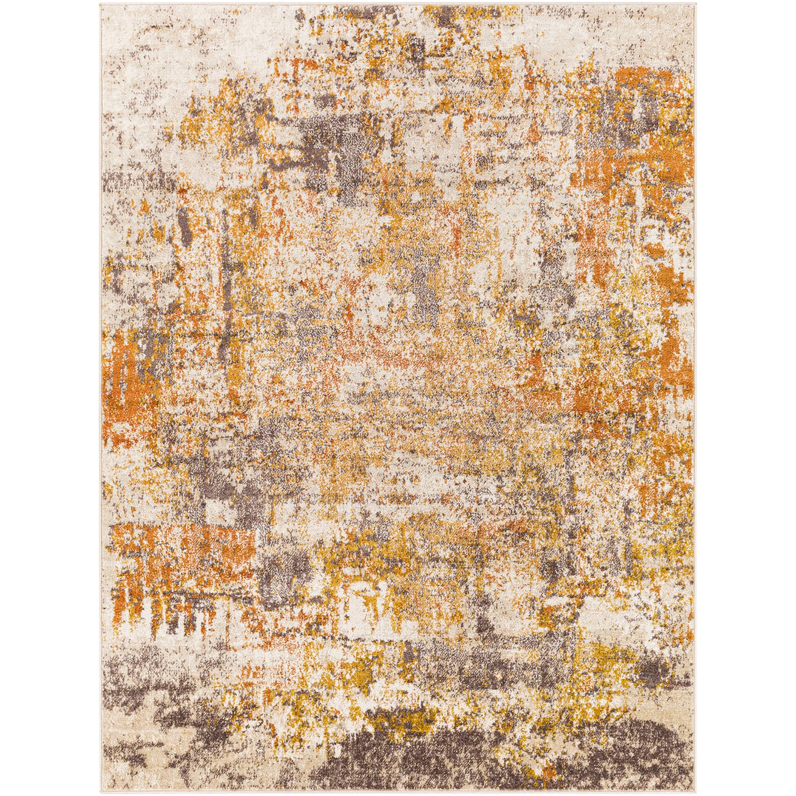 Livabliss Jeevika Tervel Abstract Carpet 160x213 cm, Modern Marble Design for Living Room, Dining, Lounge, Kitchen & Bedroom, Soft Luxurious Easy Care Medium Pile, Orange Mustard Grey Beige