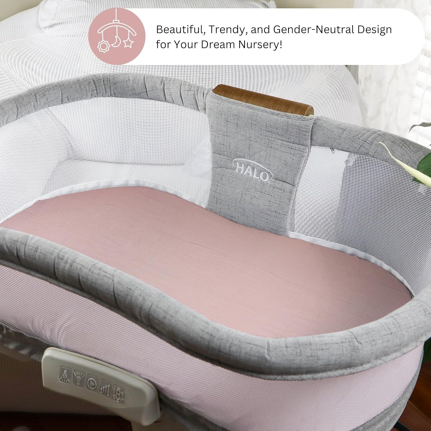 TansyPanda Muslin Halo Bassinet Sheets for BassiNest Luxe Swivel, Soothing, Swivel, Lite, Essential Sleeper, 3 Pack, 33 X 17 Inch, Ultra Soft, Snug Fit, Unisex Boys Girls, Gray White (Pink) - Image 3
