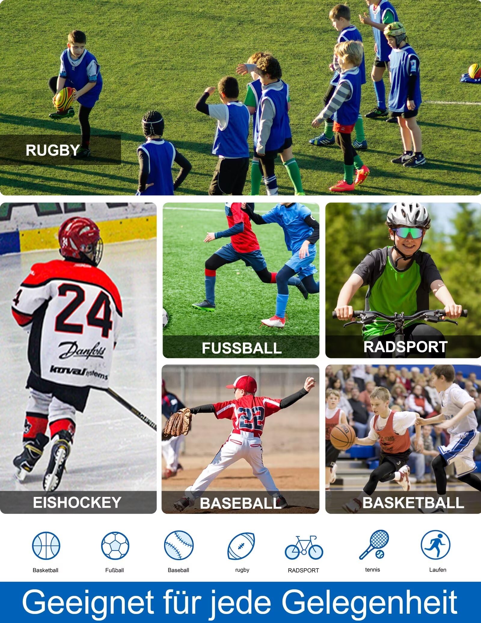 Rolimaka Sous-vêtements fonctionnels à manches longues pour enfants - Survêtement de football - Respirant - Sous-vêtements de ski - Ensemble chaud pour l'entraînement, le ski, le cyclisme
