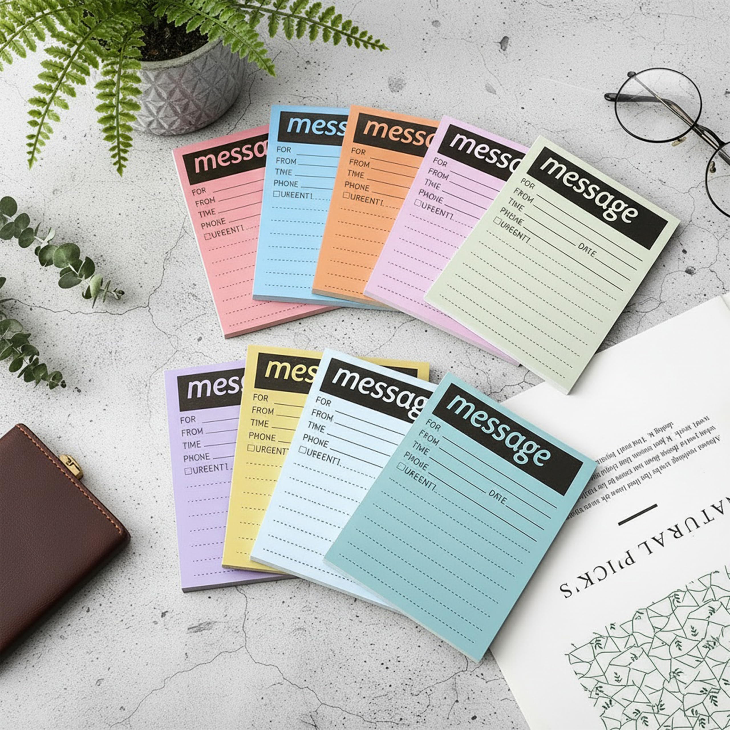Bunte Handy-Nachrichtenbücher-Set, Haftnotizen für Schreibtisch, Büro und Zuhause, verschiedene Neonfarben, für Anrufaufzeichnungen, 5 Blatt/Block (weiche Farben)