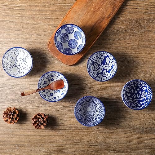 Miniatura 5 de Selamica Juego de 6 cuencos de cerámica de 4 onzas, mini cuencos de 3.5 pulgadas para sumergir, guarniciones, aptos para microondas y lavavajillas,