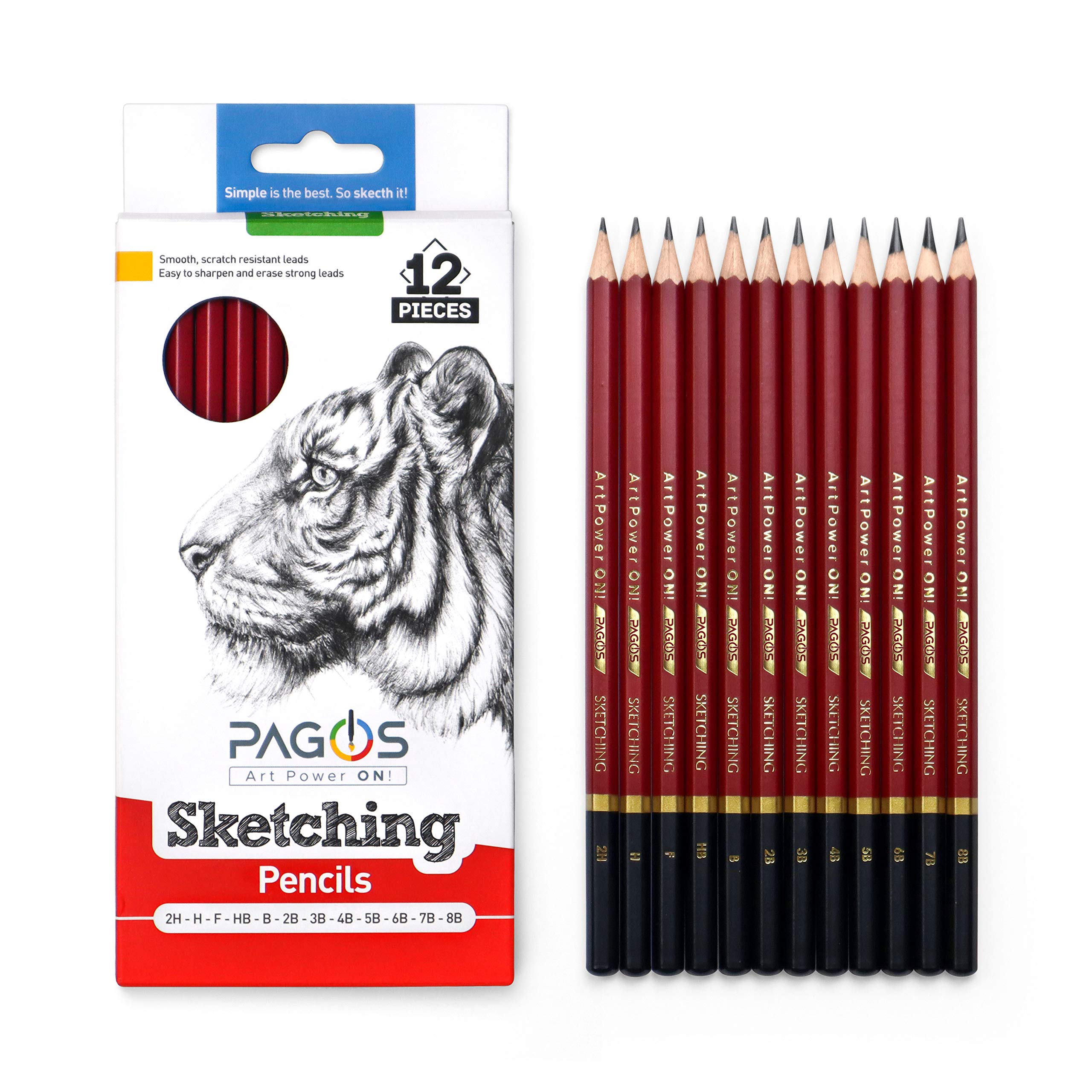 Buy Pagos Sketching Pencils 12 Pieces Professional Graphite Pencil
