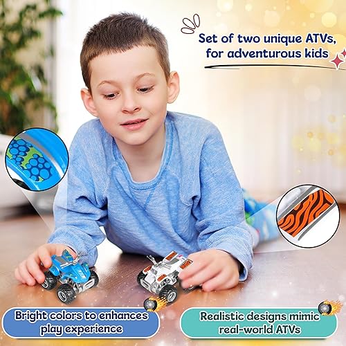 Miniatura 4 de Forest & Twelfth Vehículos exploradores terrestres y marítimos accionados por fricción para niños, vehículos de juguete para niños pequeños,