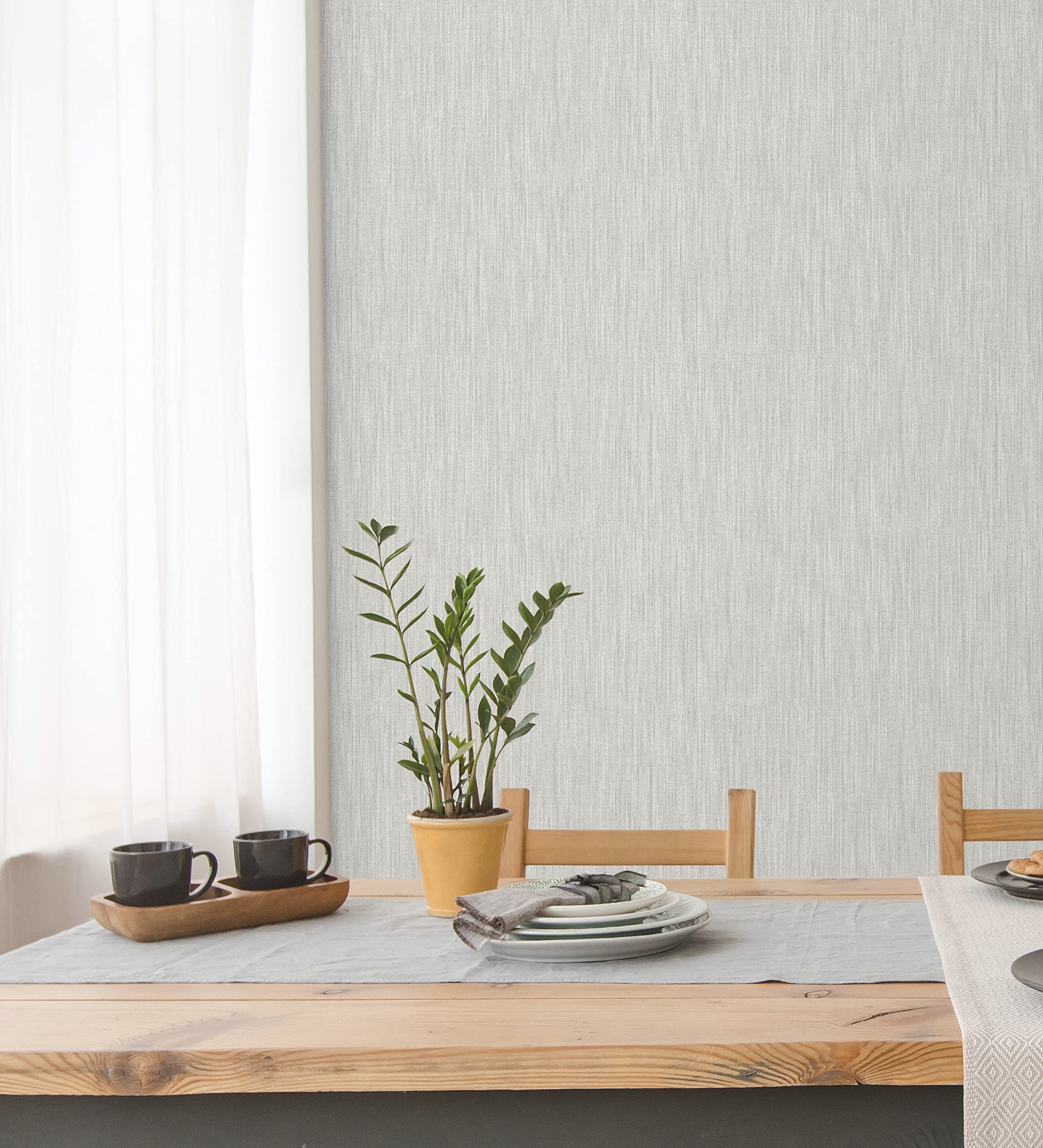 GAULAN 680588 - Papel pintado vinílico ecológico efecto textura de tela lino en relieve para pared salón cocina baño dormitorio mueble - Rollo de 10 m x 0,53 m