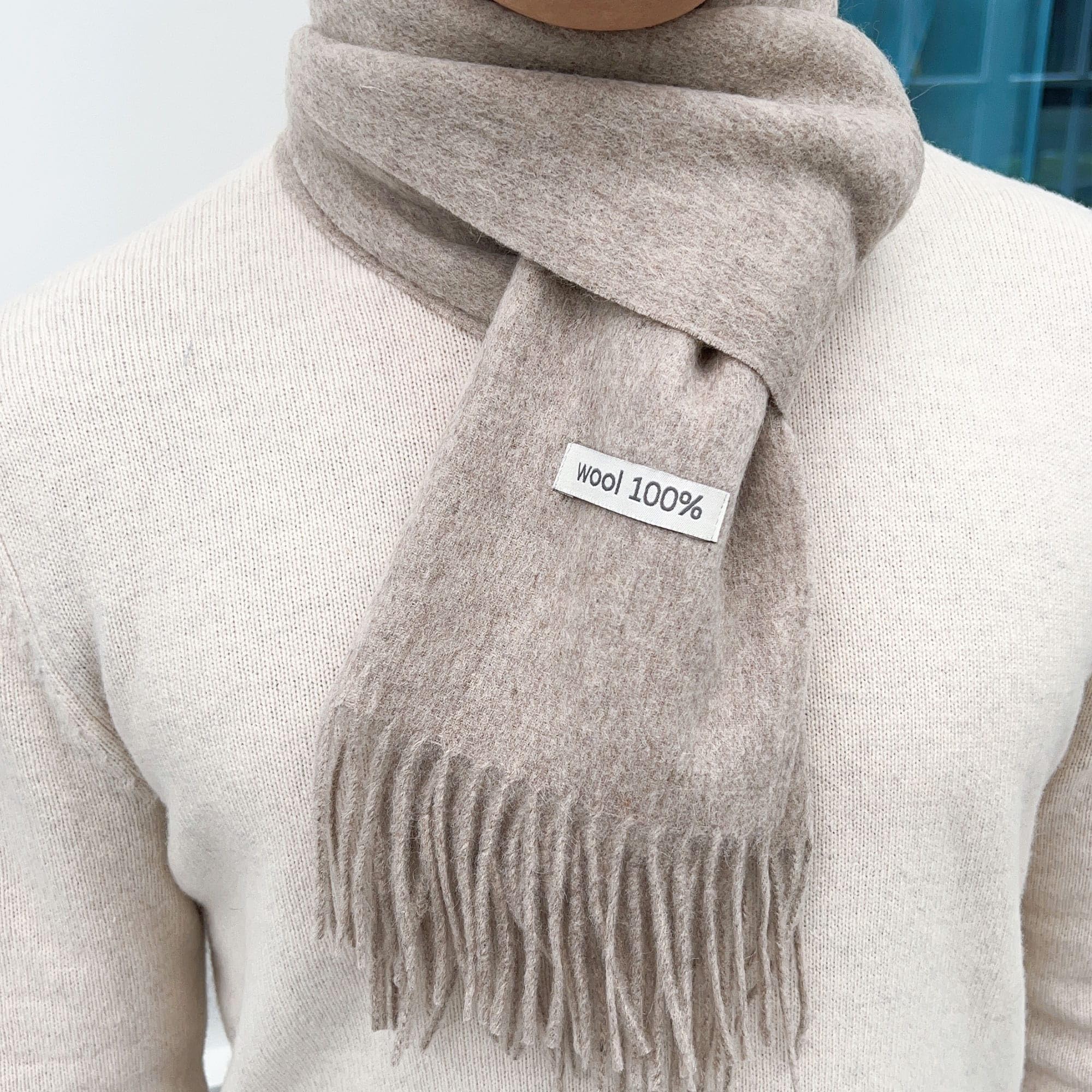 Schal aus 100% Wolle, für Damen und Herren, warm, weich, luxuriös, einfarbige Geschenkbox