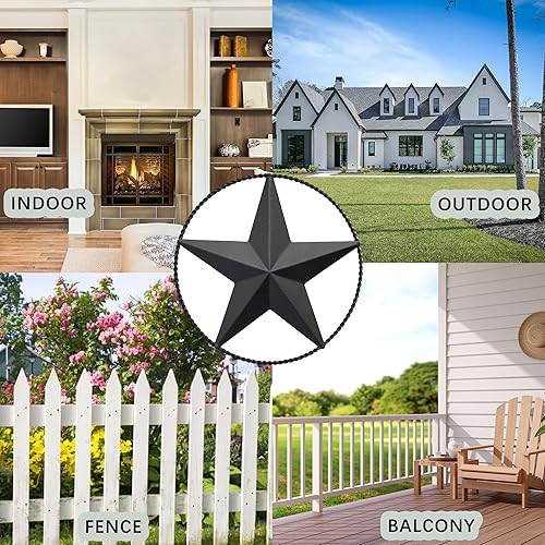 Miniatura 9 de Decoración de pared de estrella de granero negra de 12.4 pulgadas, estrellas de metal para exteriores o interiores, decoración de pared de casa de