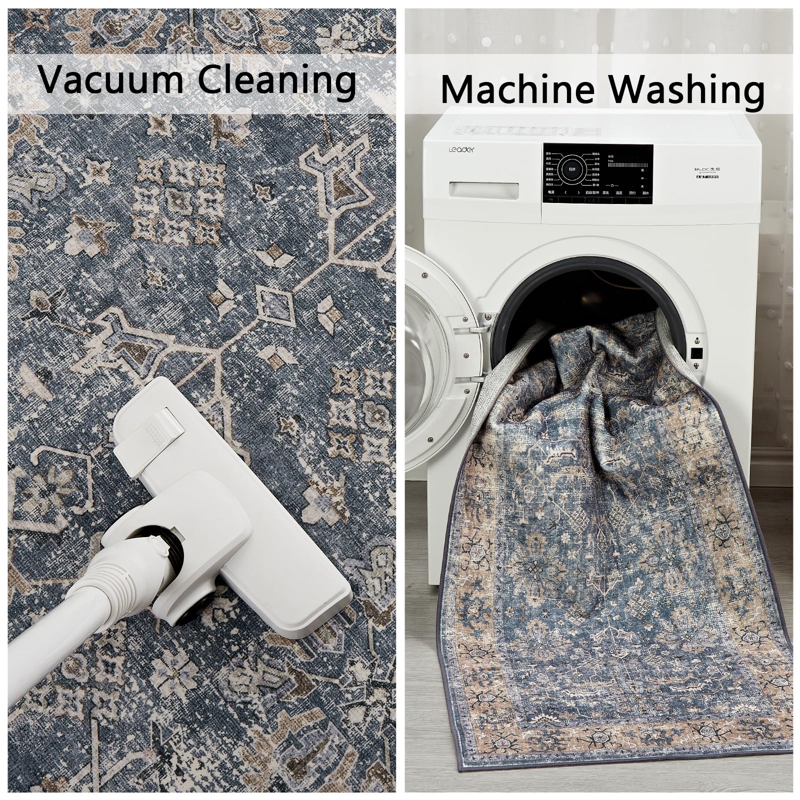CIBTYHOH Washable Rug Rugs Living Room Carpet for Bedroom Vintage-Inspired Area Rug - Classic Floral Pattern,80 * 150 CM - Image 4