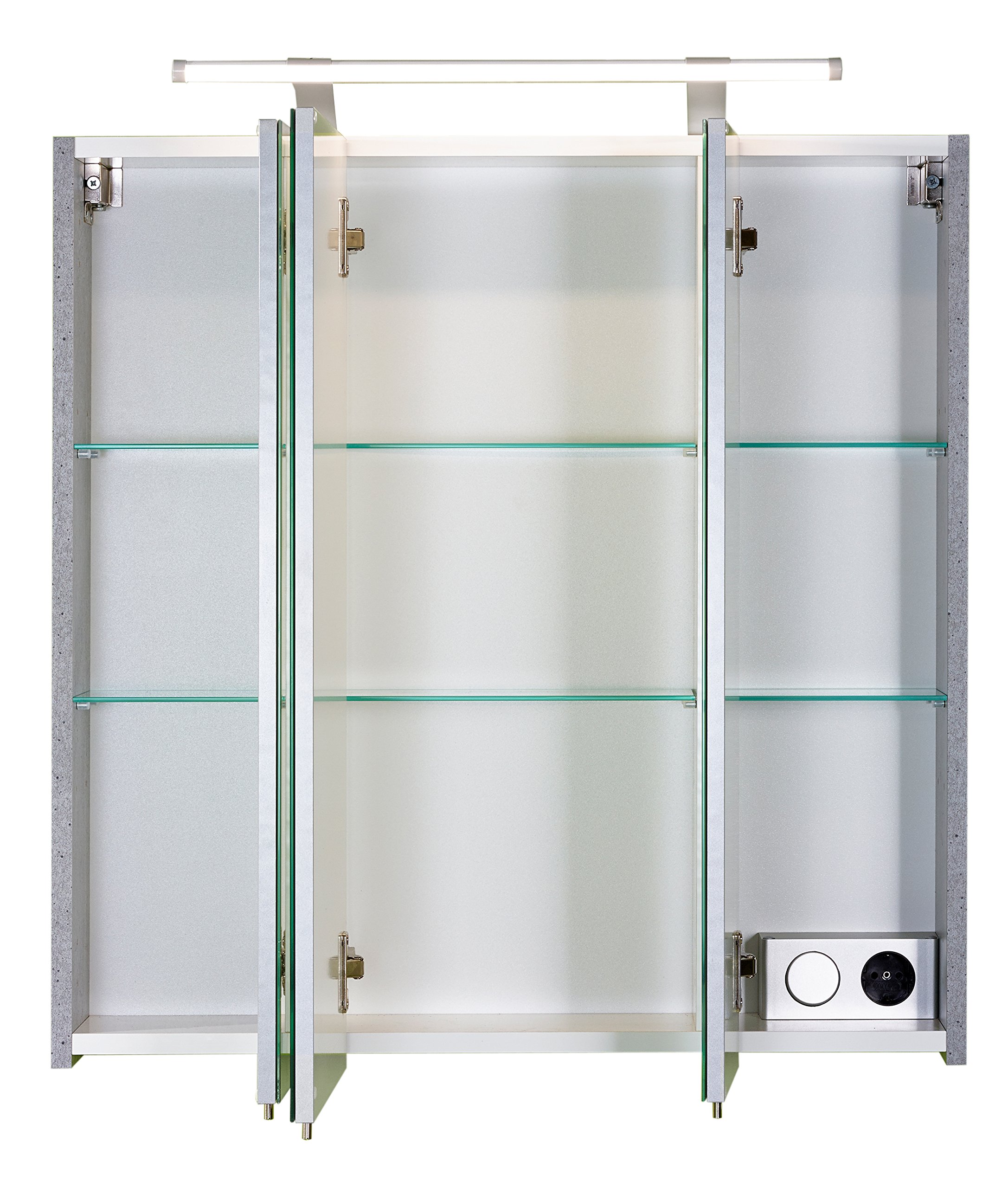 Schildmeyer Bello 701315 - Set di mobili per Il Bagno, 3 Pezzi, Grigio Pietra/Bianco Lucido
