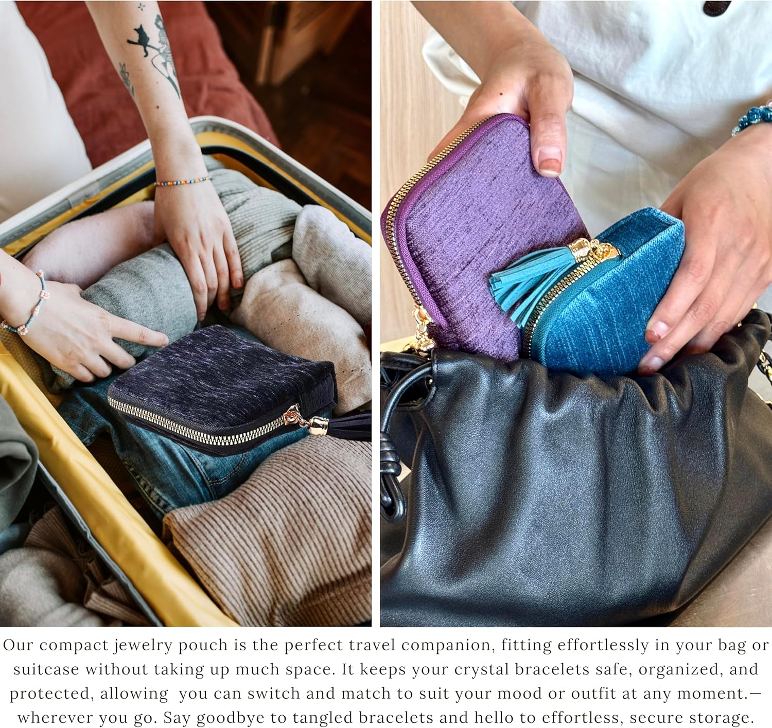 2026 New Travel Jewelry Case Organizer, Portable Travel Jewelry Organizer, Jewelry Pouch for Journey Rings Crystal Bracelet Organizer with Tassel Zipper, Valentines Day Gifts for Women, Peacock Blue - Image 9