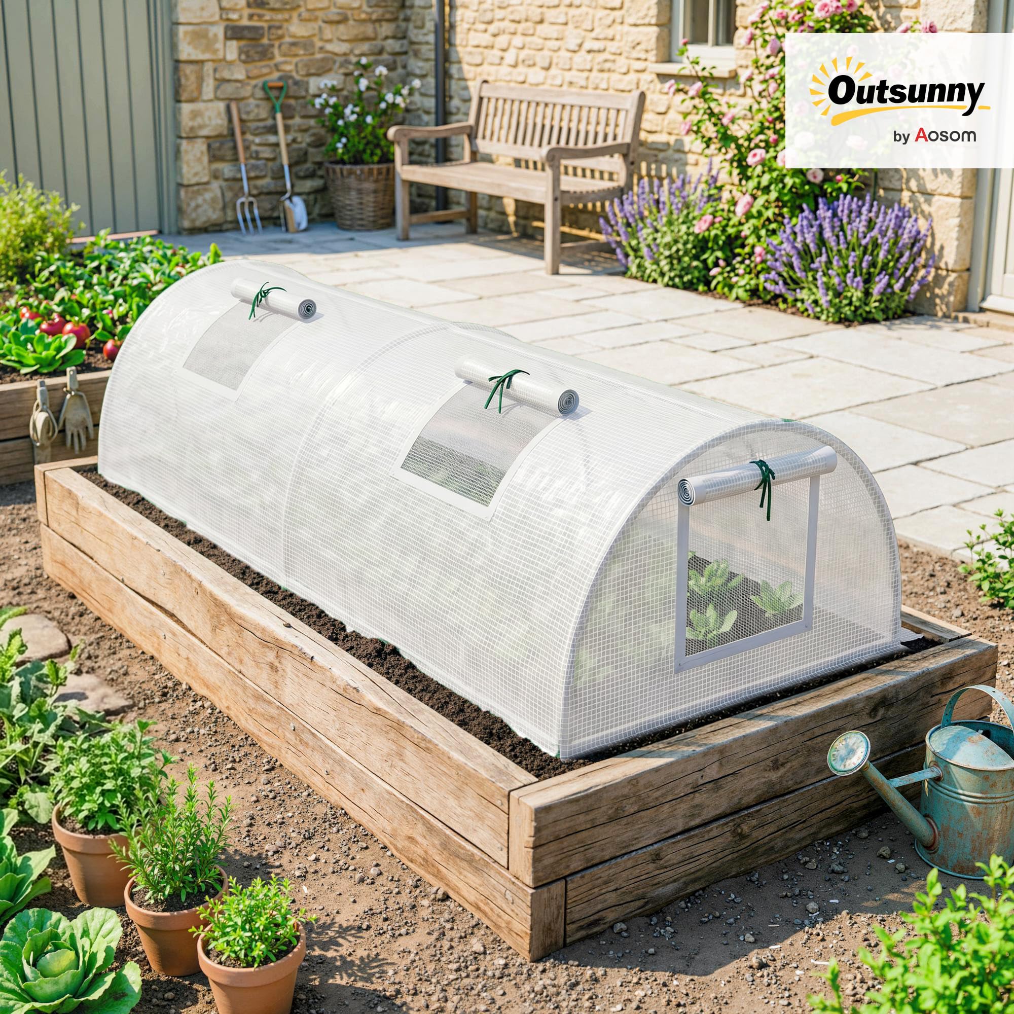 Outsunny 7' x 3' x 2' Serre Tunnel Portable Mini Tente de Culture Blanche