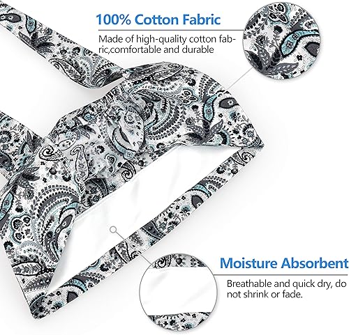 Miniatura 11 de QBA Adjustable Working Cap with Button, Cotton Working Hat Sweatband, Elastic Bandage Tie Back Hats for Women & Men, One