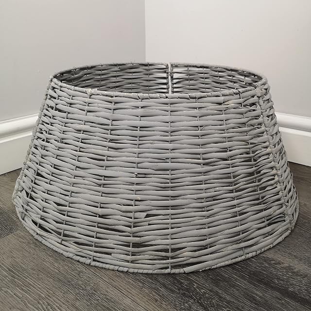 Samuel ALEXANDER 48/70cm KD Willow Christmas Tree Skirt Wicker Rattan - Large Light Grey