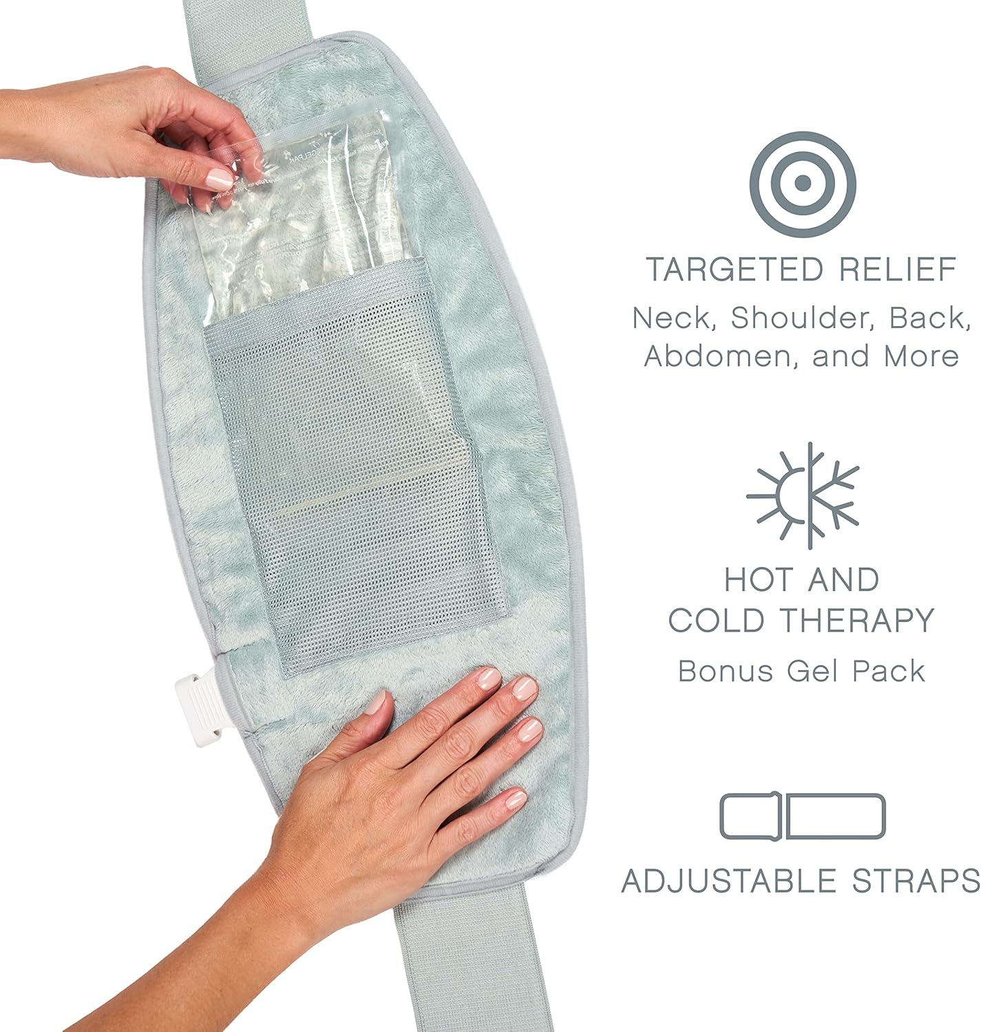 Pure Enrichment PureRadiance Lumbar & Abdominal Luxury Heating Pad for Pain Relief, Patented Design, Soft Faux Fur & Micromink, 6 Heat Settings, Adjustable, Machine Washable, 9.5”x19.7” (Aquamarine) - Image 4