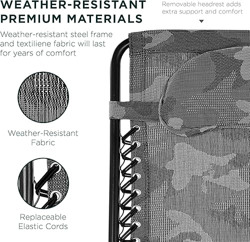 Miniatura 5 de Best Choice Products Silla de gravedad cero de gran tamaño, plegable para patio al aire libre, reclinable, con bandeja de accesorios para tazas,