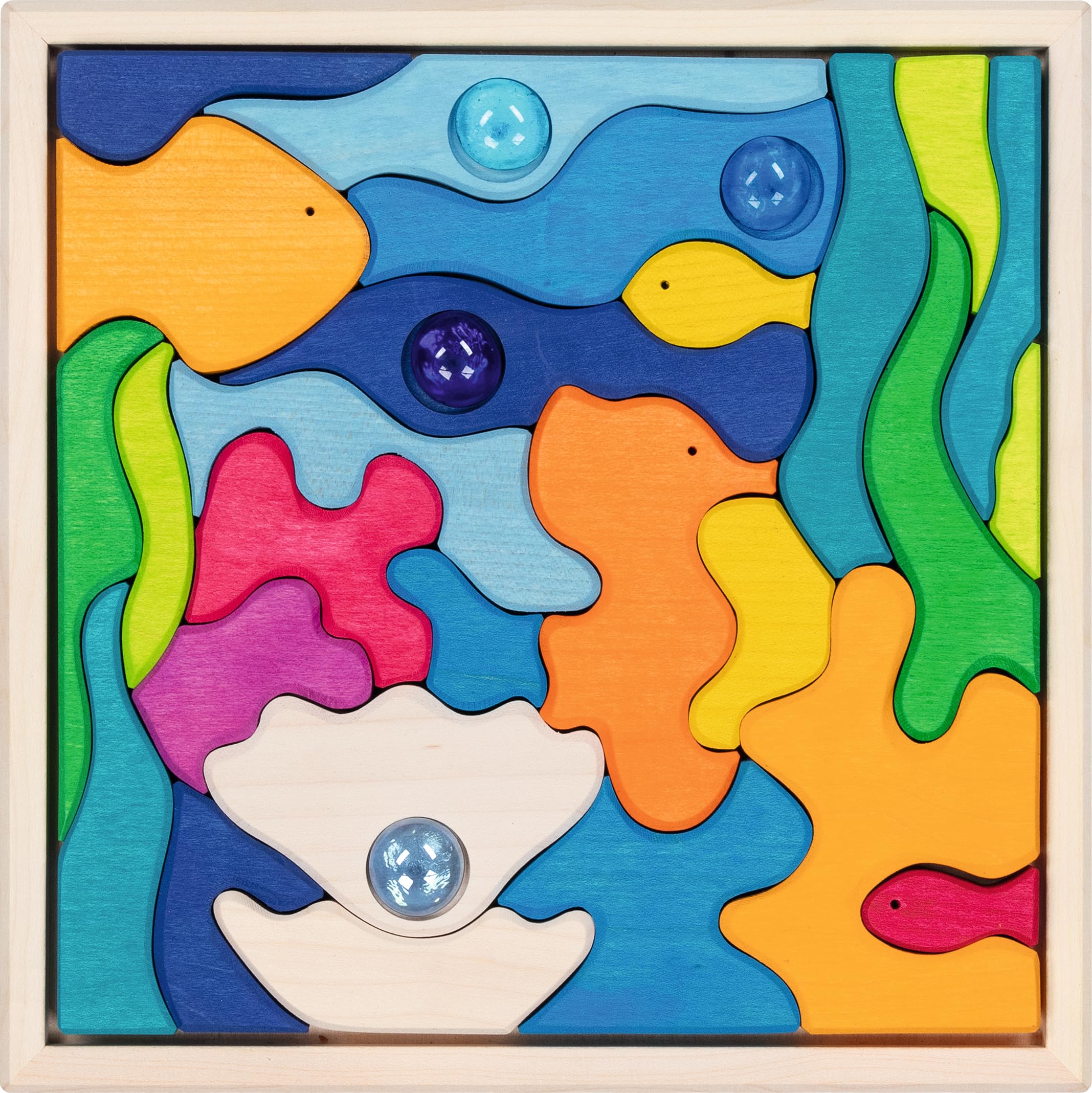 goki Evolution 58341 - Puzzle de Paisaje con Luces Marinas de Madera y Cristal para niños, fomenta la Creatividad y la imaginación, Juguete Educativo sostenible, Fabricado en Europa, Juego de 30