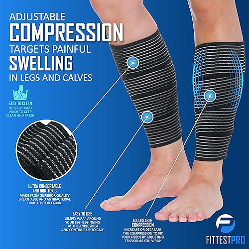 Miniatura 4 de Calf Compression Sleeves and Leg Wraps (4 Piece) Shin Splint Support, Calve Guards for Men and Women - Braces Provide Healthy Circulation Pain