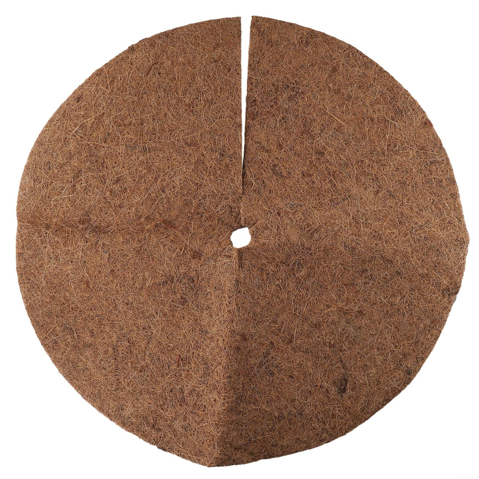 Estera de fibra de coco, 3 discos de mantillo para protección de plantas, agujero redondo que retiene el agua, almohadilla resistente al césped, 0,6-0,8 cm de grosor (60 cm)