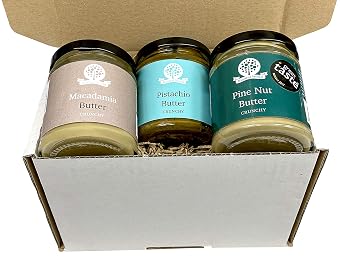 Nutural World - Nut Butter Collection - Crunchy Set of 3 - 6 Oz 170g - Pistachio, Macadamia, Pine Nuts
