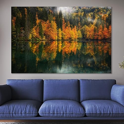 Lienzo decorativo para pared, diseño de paisaje de pequeño a extra grande para sala de estar, impresiones de naturaleza para comedor o baño (otoño