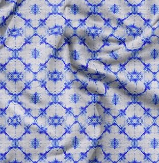 Printed Crepe Satin Fabric by Soimoi - Tie & Dye Pattern - Lapis Blue - 42" Wide Japan Crepe Satin by The Yard for Blouses, Dresses, Scarves, Craft & DIY Sewing Projects