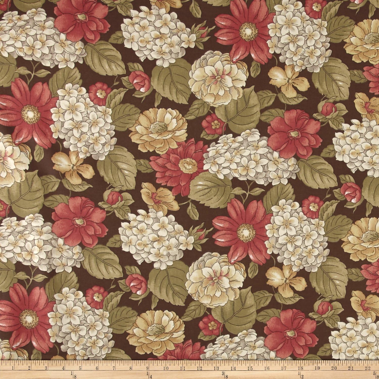 General Fabrics Brown Multi Ansley Home Decor Cotton Duck Floral
