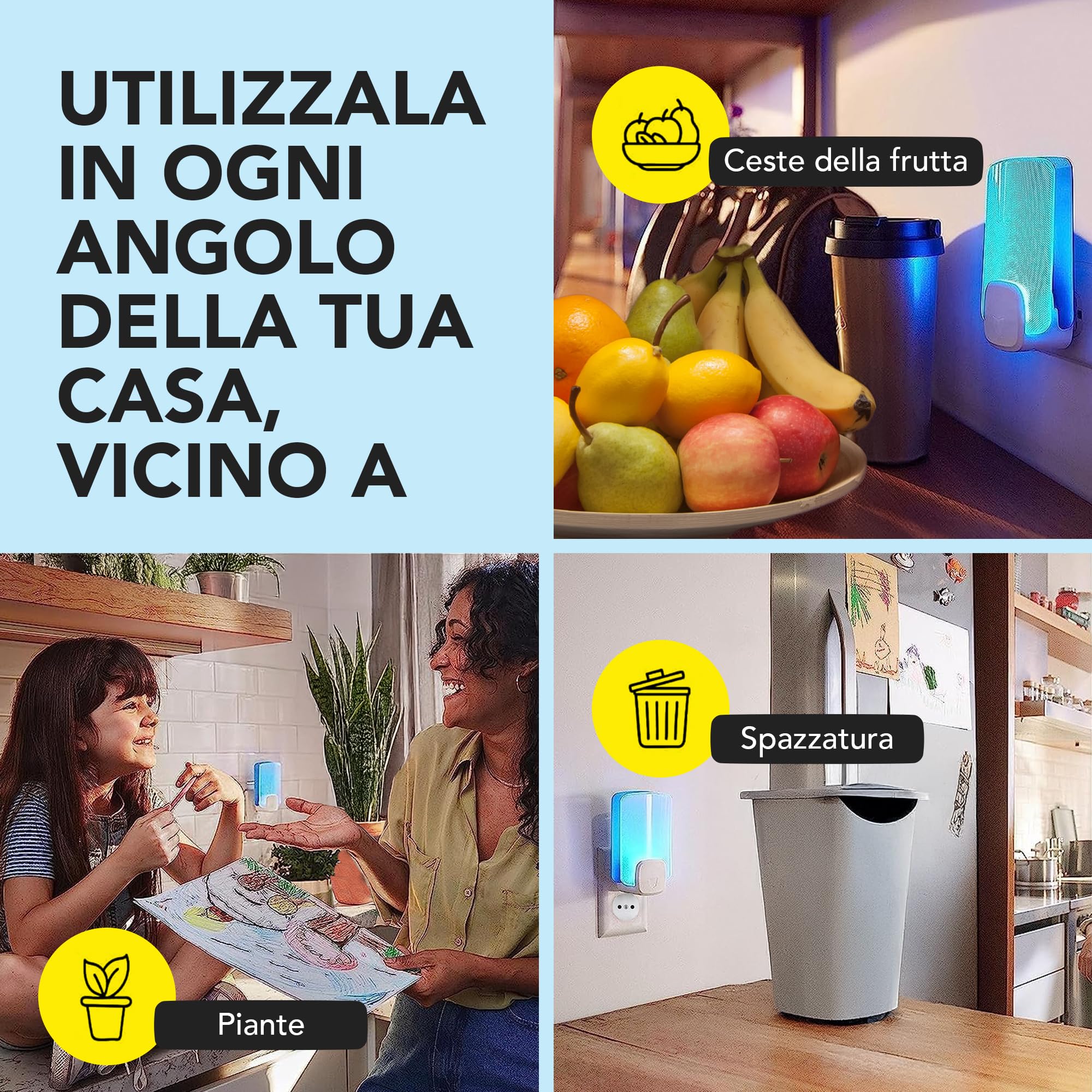 Raid Essentials Trappola Insetti Volanti Base Antimosche, Antimoscerini e Antitarme, Senza Insetticida, Protezione 24/7 dagli Insetti Volanti, per uso Interno, 1 Trappola e 1 Ricarica